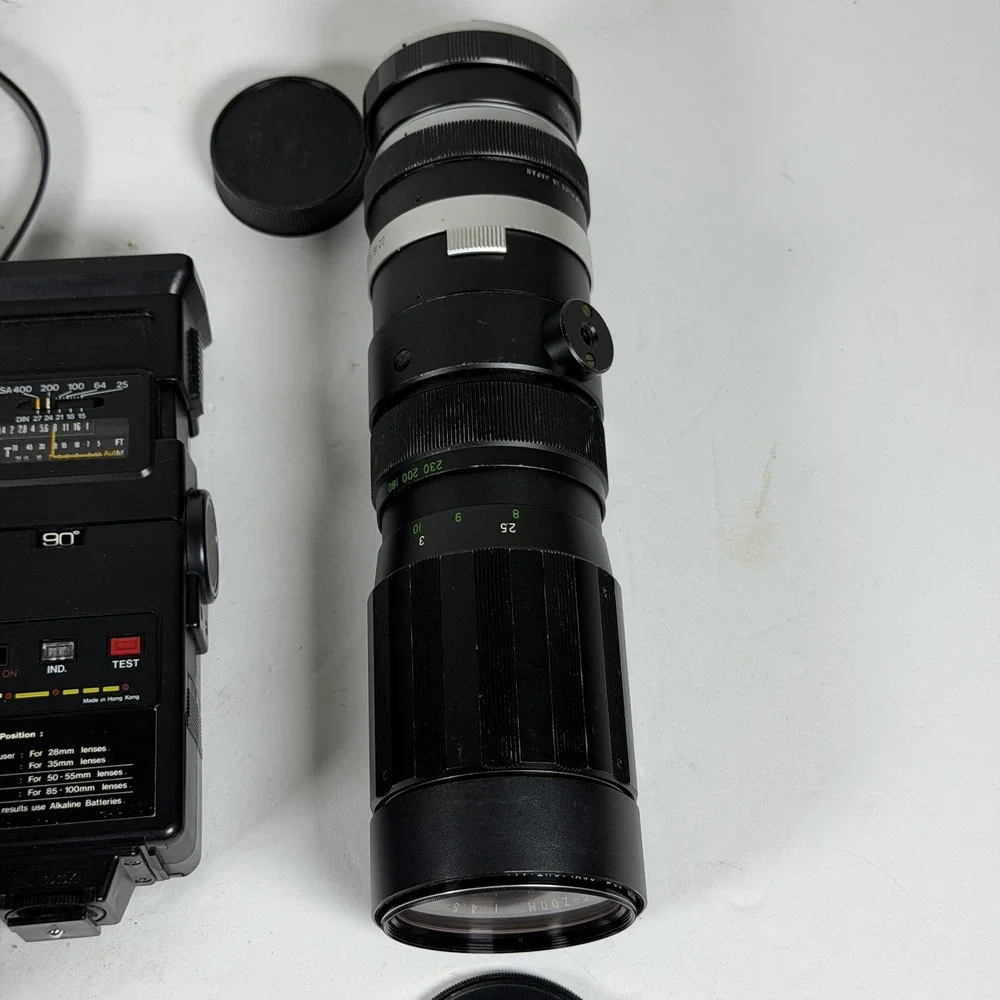 Vintage Minolta SR-T 101 35mm SLR Camera Lot w/ Lenses & Flash - Storage F-15